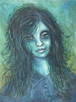 Rina Sutzkever b. 1945 - girl. Oil on canvas 38X50 signed
