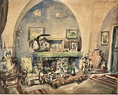 David Wittman (Israeli - Hungarian, 1904-1962) - Ein Hod. Watercolor 40x30 signed, described "Ein 