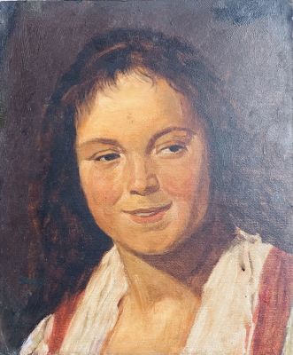 Unknown artist - girl. Oil on panel 30X25
