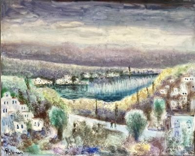 ALBERT GOLDMAN - View of Jerusalem. Large, oil on canvas 100X80 signed and framed
