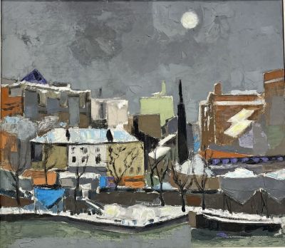 Juliet Mottola - landscape . Oil on canvas 73X65 signed on the back and framed