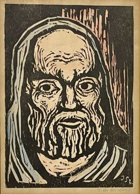 Jacob Steinhardt (1887-1968) - Colored woodcut 38X28 signed in pencil and framed