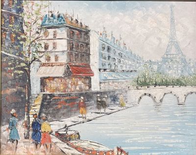 Unknown artist - Paris. Oil on canvas 25x20 framed