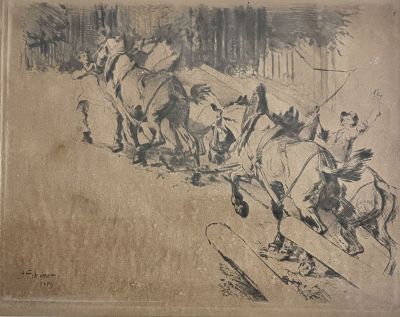 Alexander Ekener - Engraving from 1919 27X22 signed in pencil and framed