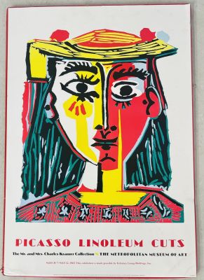 Pablo picasso - Lithograph poster for the linoleum cuttings exhibition 57X82