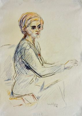 Ari (Erich) Glas (German - Israeli, 1897-1973) - Girl. Watercolor 33X24 signed
