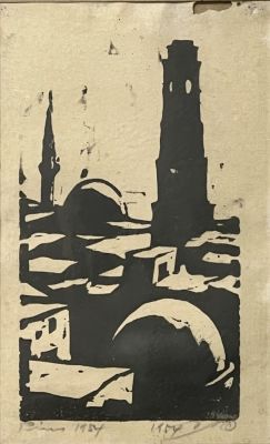 Jacob pins - Woodcut 21X13 signed in pencil and framed