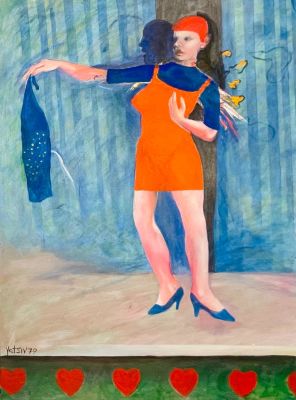 YehudaYatsiv - "my shadow and I". oil on canvas 150X110 signed and framed