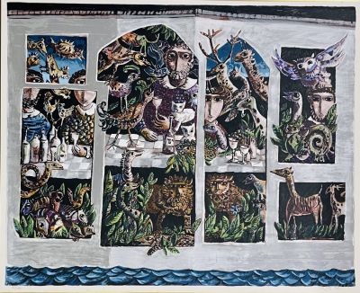 Yosl Bergner - Noah's Ark. Limited edition lithograph 80X65 signed in pencil, numbered and framed
