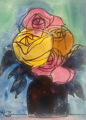 Ari (Erich) Glass - flowers. Watercolor 17X23 signed