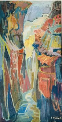 Claire Szilard ( Hungarian - Israeli, born 1921) - Oil on canvas 78X40 signed and framed