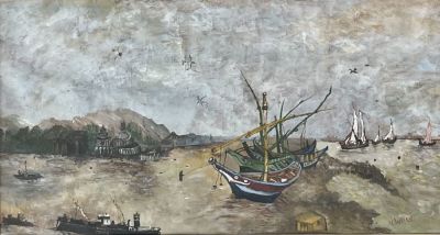 M. Weiss - Oil on paper 40X21 signed and framed