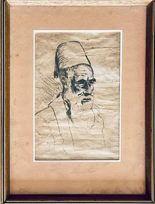Hermann Struck 1876-1944 - rabbi. etching 38X30 signed and numbered in pencil, framed