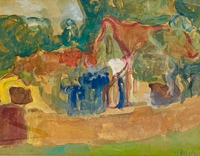 Hannah Levi (Weiler) (Israeli - German, 1914-2003) - Watercolor 46X36 signed and framed