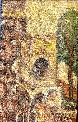yehuda rodan - Early work oil on canvas attached to plywood 22X14 signed and framed