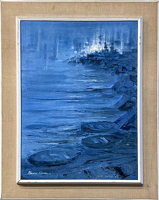 AHUVA SHERMAN - Oil on masonite 62X46 signed and framed