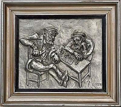 Unidentified artist - metal 32X28 signed and framed