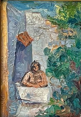 Leo Kahn ( Israel Germany ) - Oil on canvas 35X17 signed and framed
