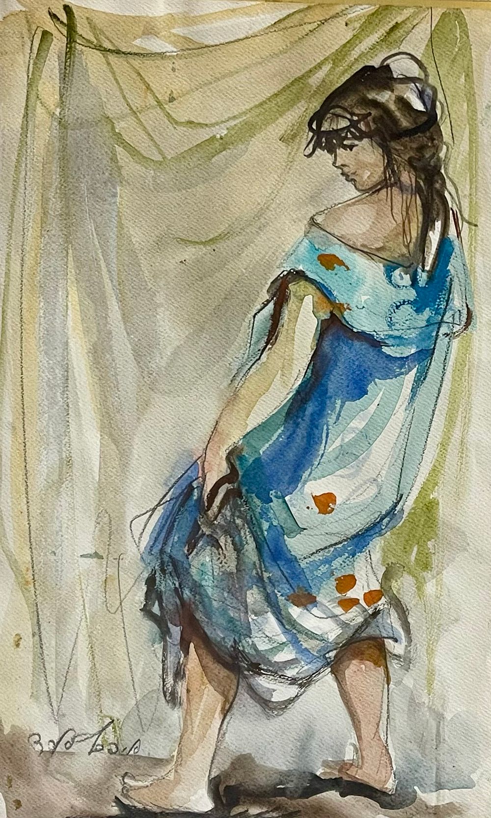 Esther Peretz Arad , 1921-2005 - Watercolor 30X50 cm, signed and framed