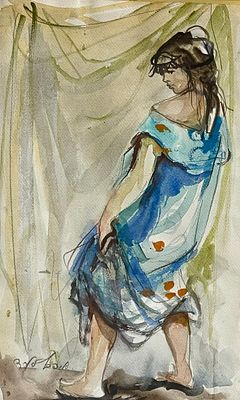 Esther Peretz Arad , 1921-2005 - Watercolor 30X50 cm, signed and framed