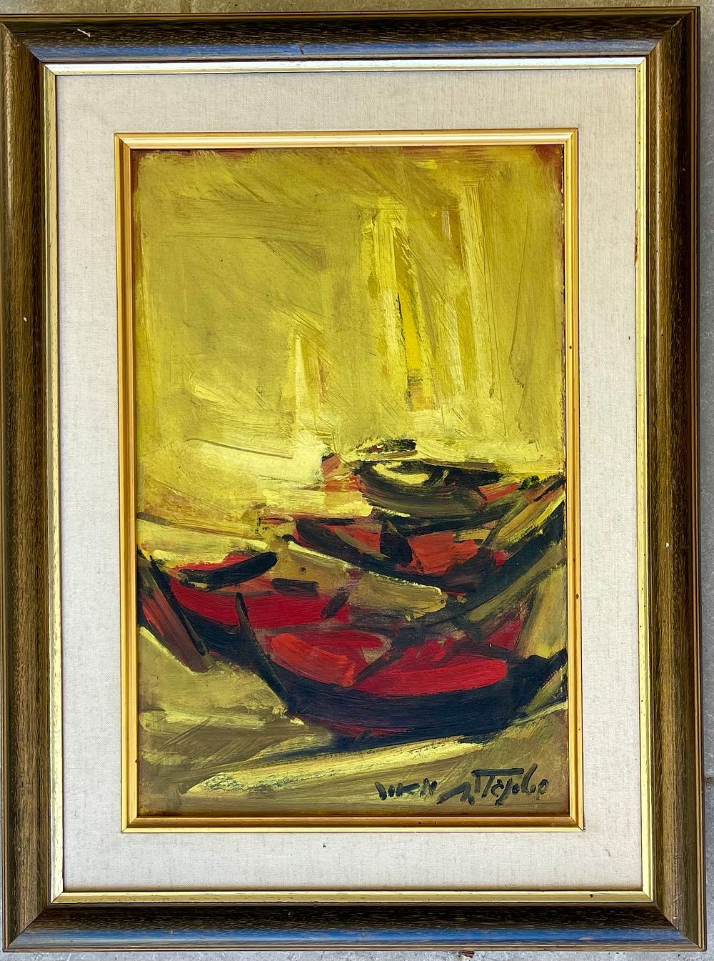 Meir Steingold - abstract. Oil on canvas 32X48 signed and framed