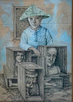 ANTOL GUREVITCH - Rare and beautiful. Charcoal and pastel chalk on paper, 50x35 cm 
Signed