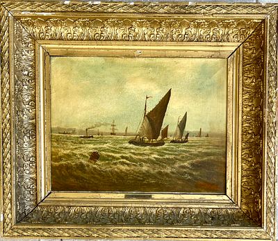 W. MARSTON - Marine scene. Oil on canvas 51X38 signed and framed