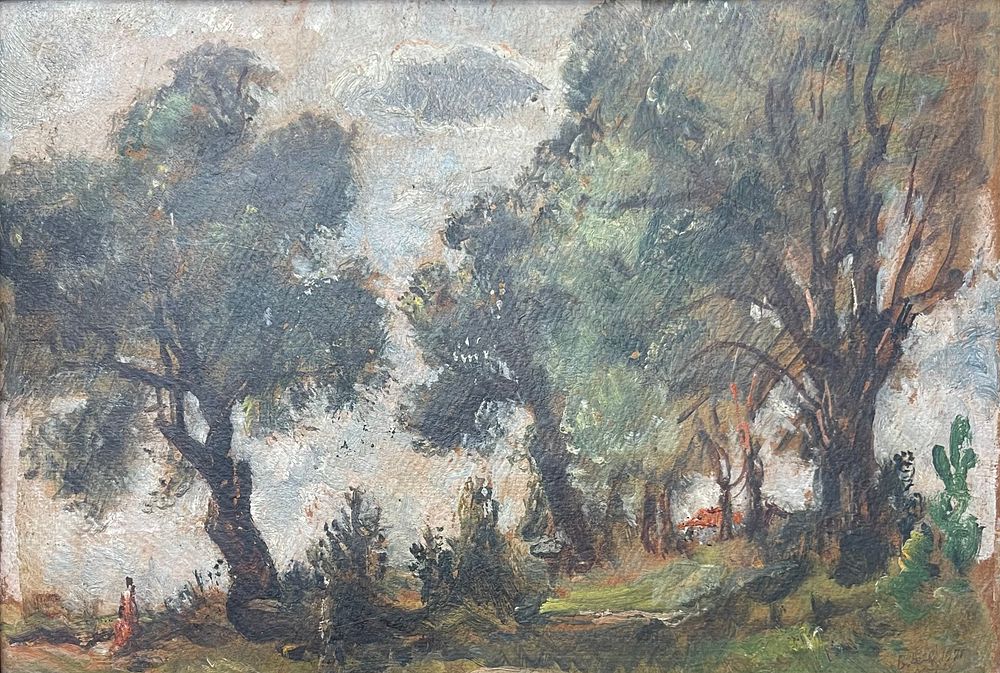 Unidentified artist - Oil on cardboard 32X22 signed, signed and described on the back