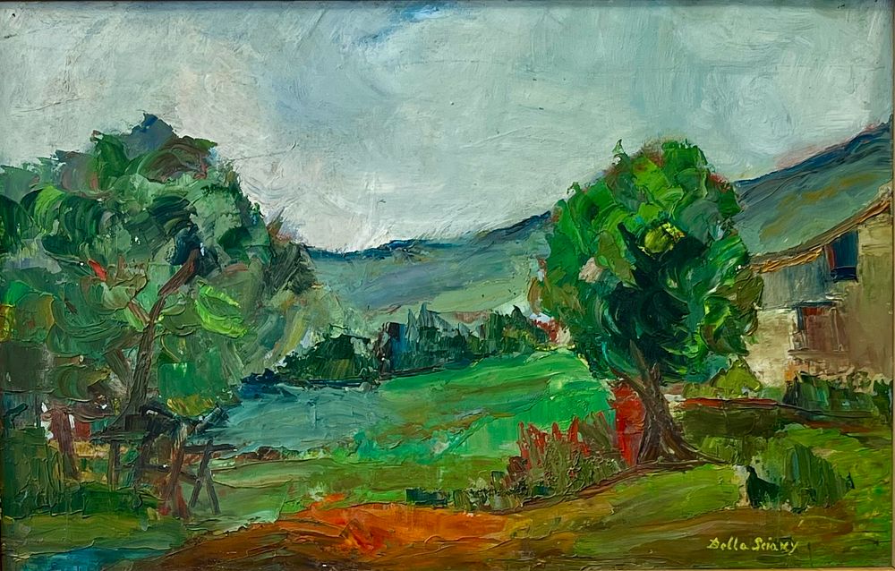 Bella Sciaky (Israeli - Bulgarian, 1907-2001) - Oil on plywood 48X30 signed and framed