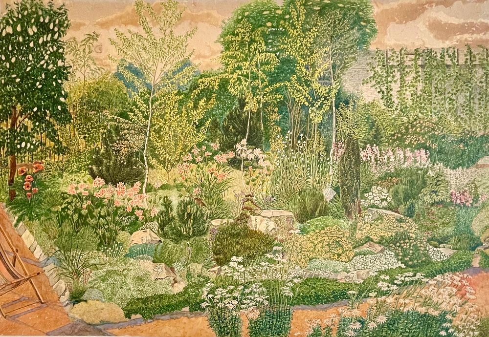 אמן לא מזוהה - אקוורל 57X40 חתום, ציור משנות השלושים