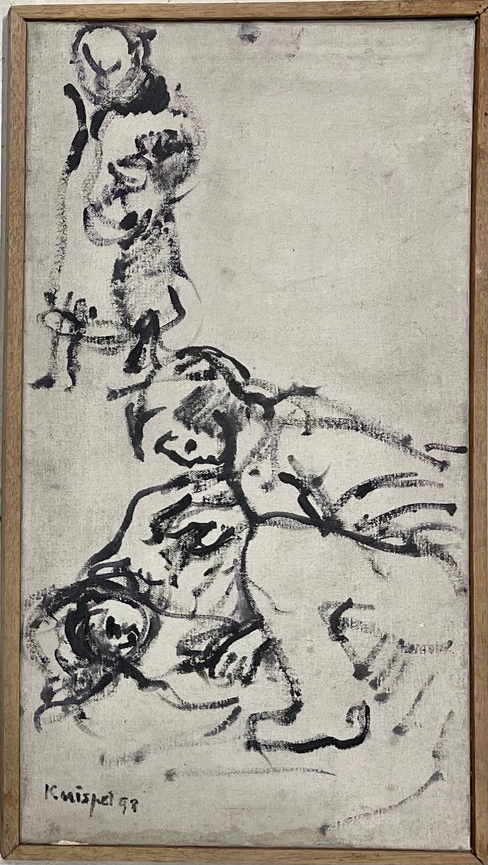 גרשון קניספל - שמן על בד מוצמד לעץ 53X28 חתום וממוסגר