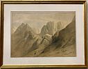 David Roberts, - Ascent of the lower ranges of Mount Sinai. Coloured lithograph 49X34 signed and framedImage - 1