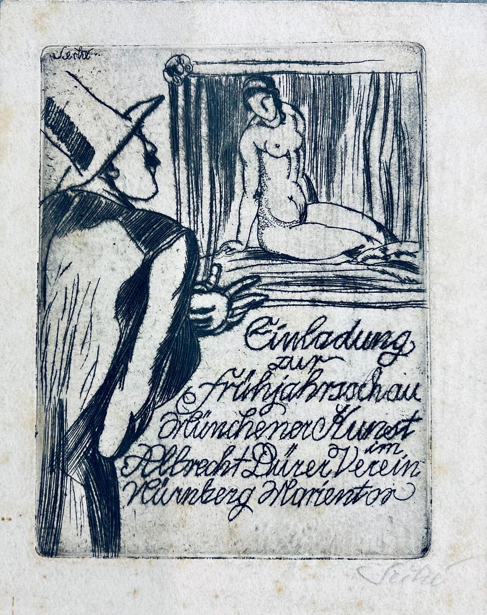 Albrecht D&uuml;rer Association - German invitation etching for a Spring Exhibition of the Albrecht 