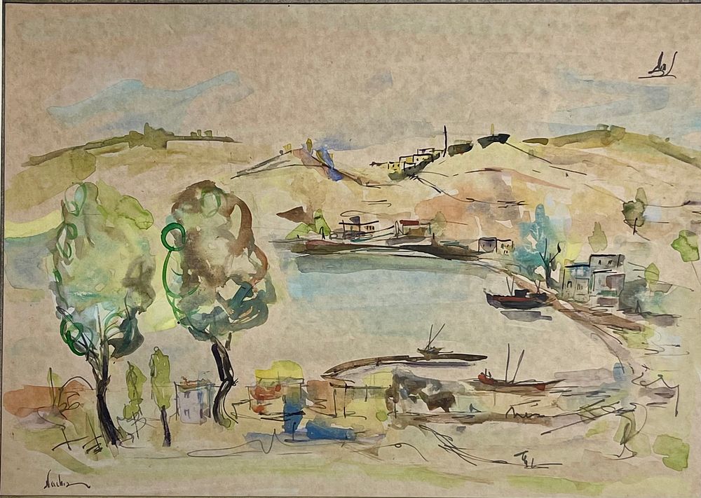 Unidentified artist - Watercolor 50X35 signed