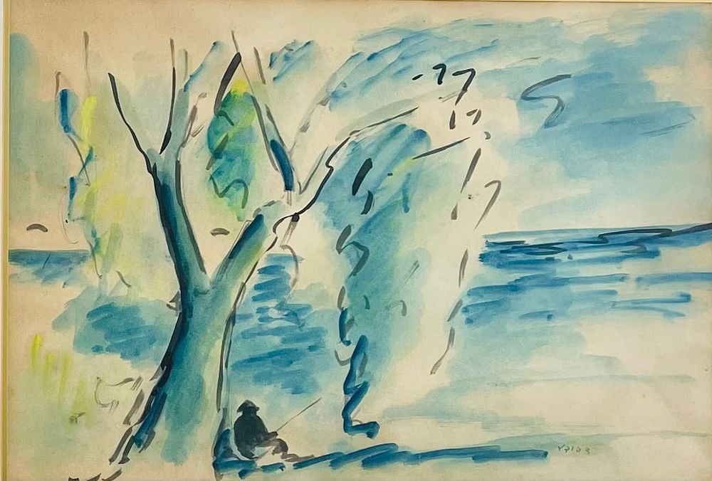 DavId Hendler - Sea of Galilee. Watercolor on paper 46X31 signed and framed