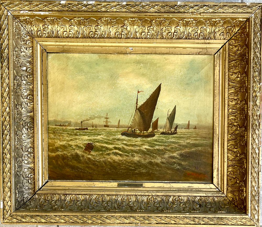 W. MARSTON - Marine scene. Oil on canvas 51X38 signed and framed