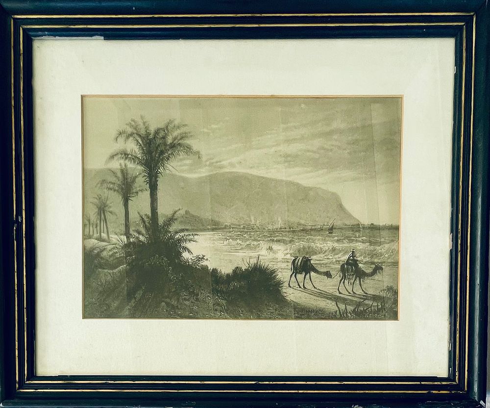 Unknown artist - Mount Carmel. etching, 35X24, framed, no signature found, possibly under the frame