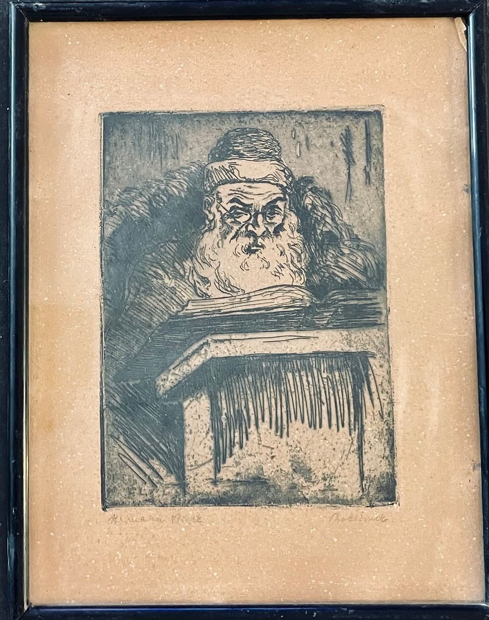 Hermann Struck 1876-1944 - etching, Rare 29X22 signed in pencil, outlined and framed