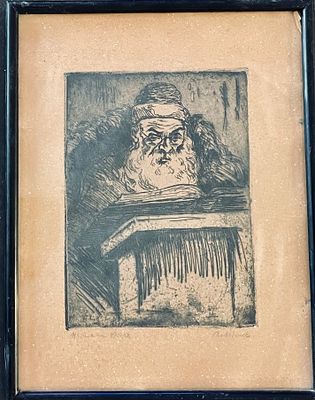 Hermann Struck 1876-1944 - etching, Rare 29X22 signed in pencil, outlined and framed