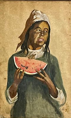 Yitshaq Katz - Watercolor 40X26 signed and framed