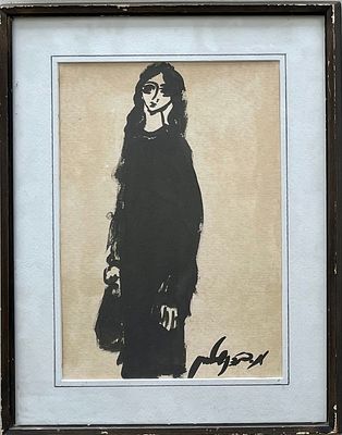 Moshe Bernstein - girl. Watercolor 33X24 signed and framed