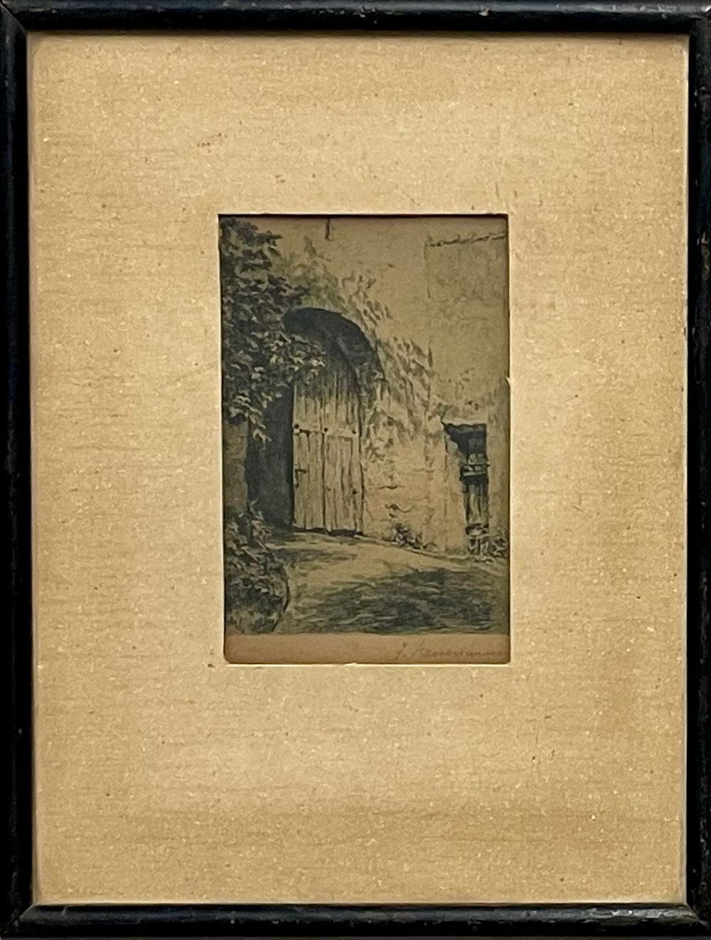 Unidentified artist - A signed and framed 8X10 etching came from the home of an art collector from 