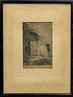 Unidentified artist - A signed and framed 8X10 etching came from the home of an art collector from 