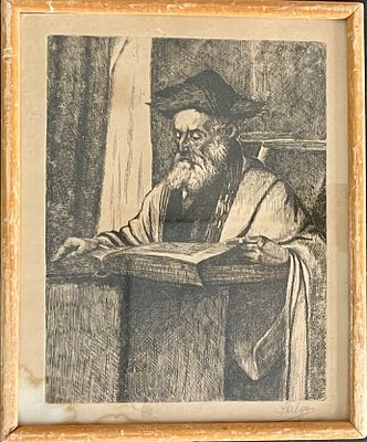 Unidentified artist - Rabbi. etching 26X22, signed in pencil and framed