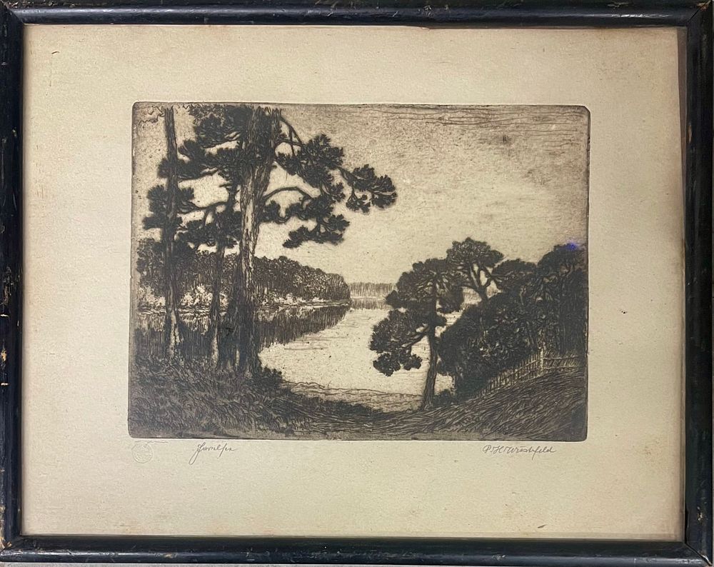 Unidentified artist - A signed and framed 17X13 etching came from the home of an art collector 