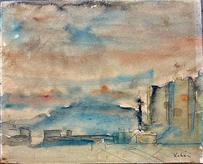 Gyorgy Kohan (Hungarian, 1910-1966) - Landscape. Watercolor on Paper Signed 20x24cm.