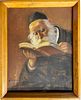 Unidentified artist - rabbi. Oil on plywood 28X 37 signed and framedImage - 1