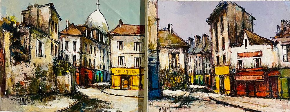 FARCY - Paris. Two oil paintings 21x27 each, signed.