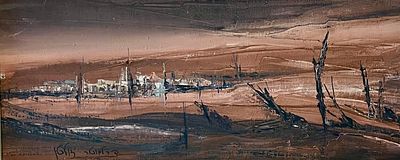 Zoltan Perlmutter - Oil on canvas 35x80 signed and framed