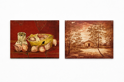 רביבה יופה - 2 oil paintings on plywood, 20X17 and 17X13 signed and framed